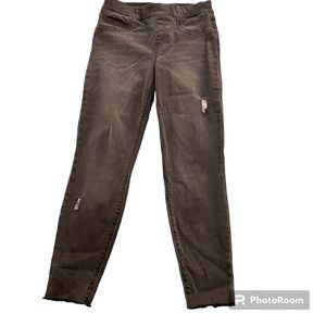 Spanx Jeans Vintage Grey Distressed Ankle Skinny Medium Pull On